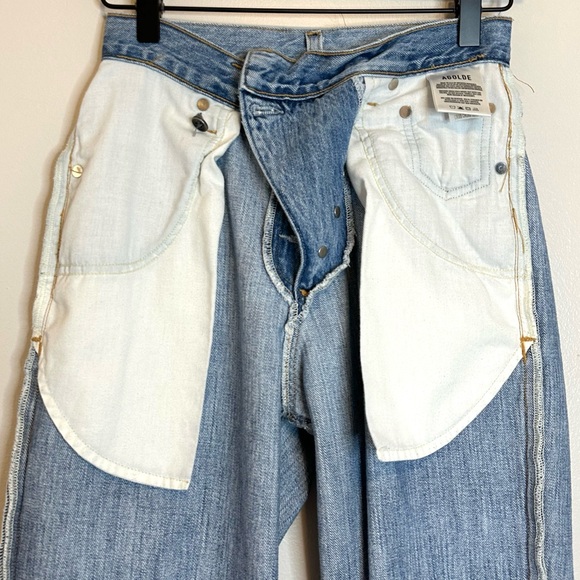 🩵 AGOLDE Criss Cross Front Upsized High Rise Light Medium Wash Jeans 22 - Picture 9 of 16